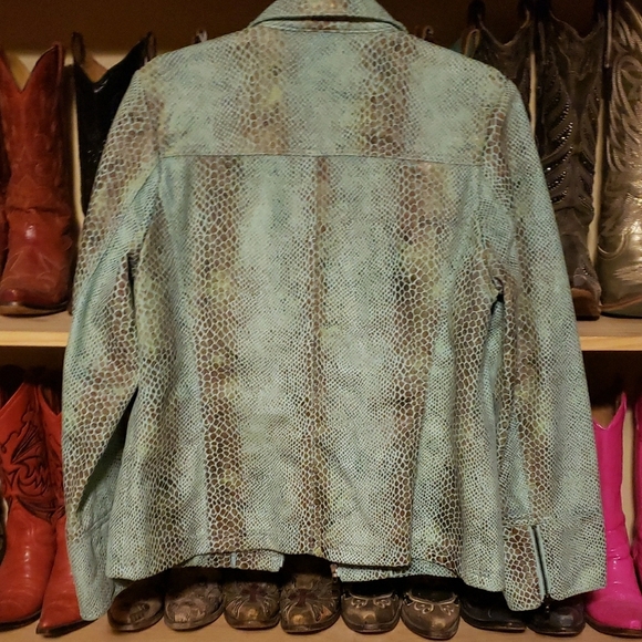Dialogue Women's Mint Snake Print Blazer - Picture 3 of 3